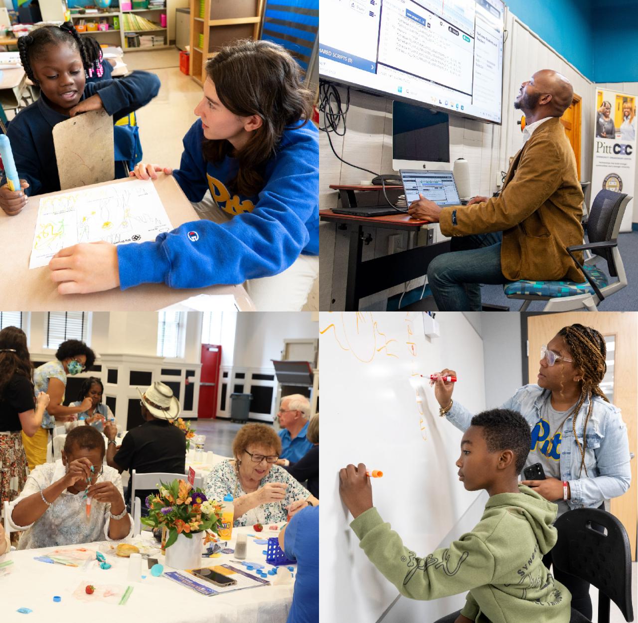 a collage of images featuring community members at various university sponsored programming